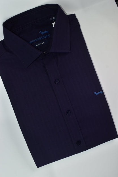 CAMISA MANGA LARGA HARMONT&BLAINE (HBL) AZUL PETROLEO