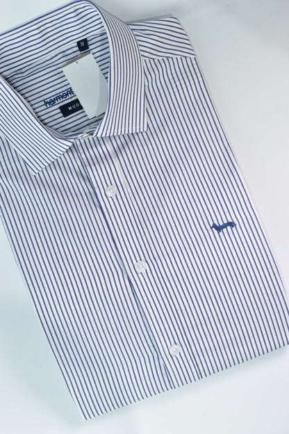 CAMISA MANGA LARGA HARMONT&BLAINE (HBL) BLANCO RAYAS AZUL MAYA