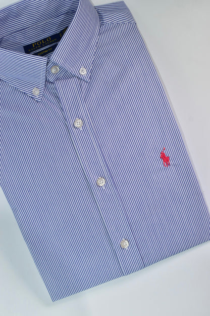 CAMISA MANGA LARGA POLO RALPH LAUREN  (PRL) BLANCO RAYAS AZUL REY