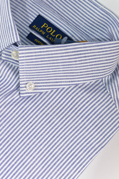 CAMISA MANGA LARGA POLO RALPH LAUREN  (PRL) GRIS RAYAS BLANCA