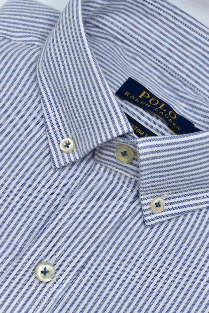 CAMISA MANGA LARGA POLO RALPH LAUREN  (PRL) GRIS RAYAS BLANCA