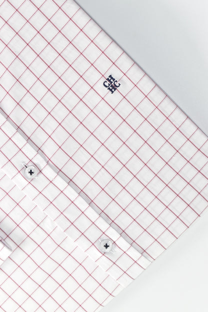 CAMISA MANGA LARGA CAROLINA HERRERA BLANCO CUADROS ROJO