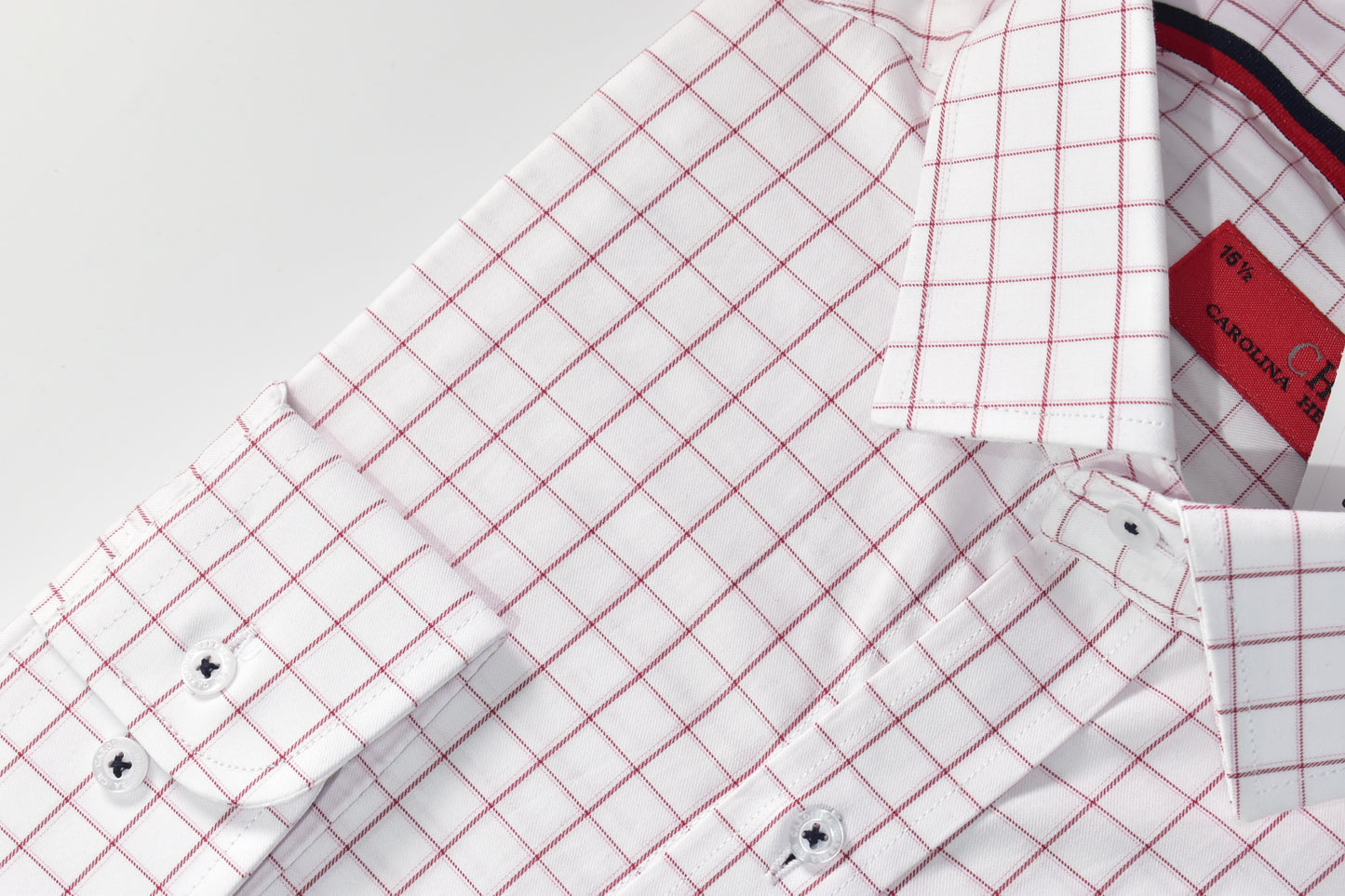 CAMISA MANGA LARGA CAROLINA HERRERA BLANCO CUADROS ROJO