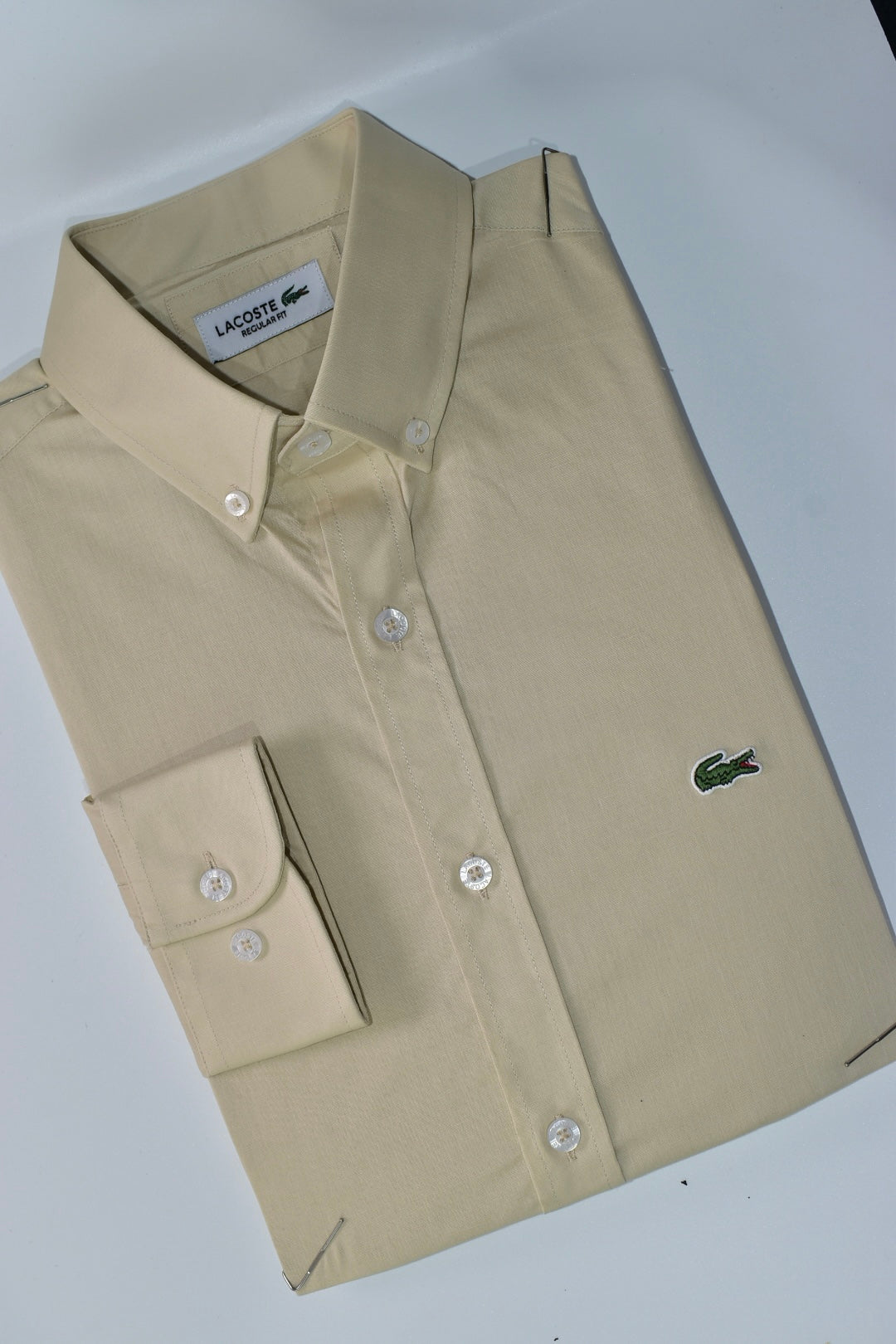 CAMISA MANGA LARGA LACOSTE (LAC) CAFE CLARO