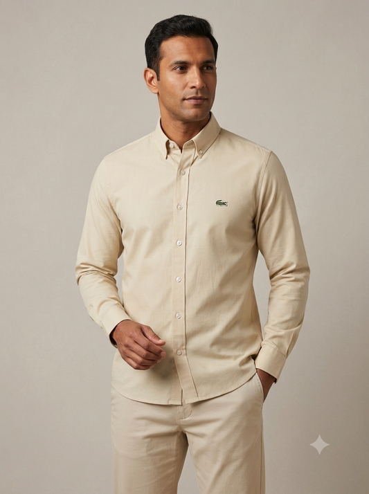 CAMISA MANGA LARGA LACOSTE (LAC) CAFE CLARO