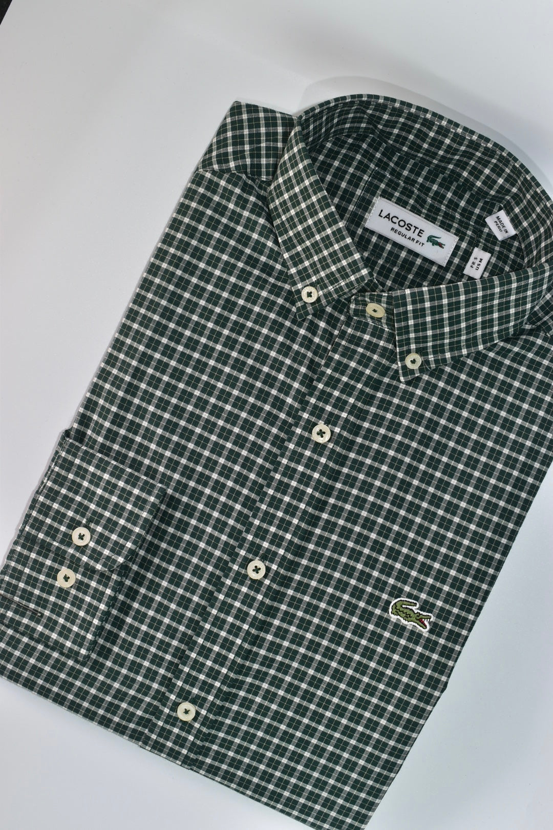 CAMISA MANGA LARGA LACOSTE (LAC) VERDE ESMERALDA CUADROS