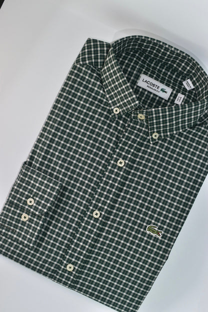 CAMISA MANGA LARGA LACOSTE (LAC) VERDE ESMERALDA CUADROS