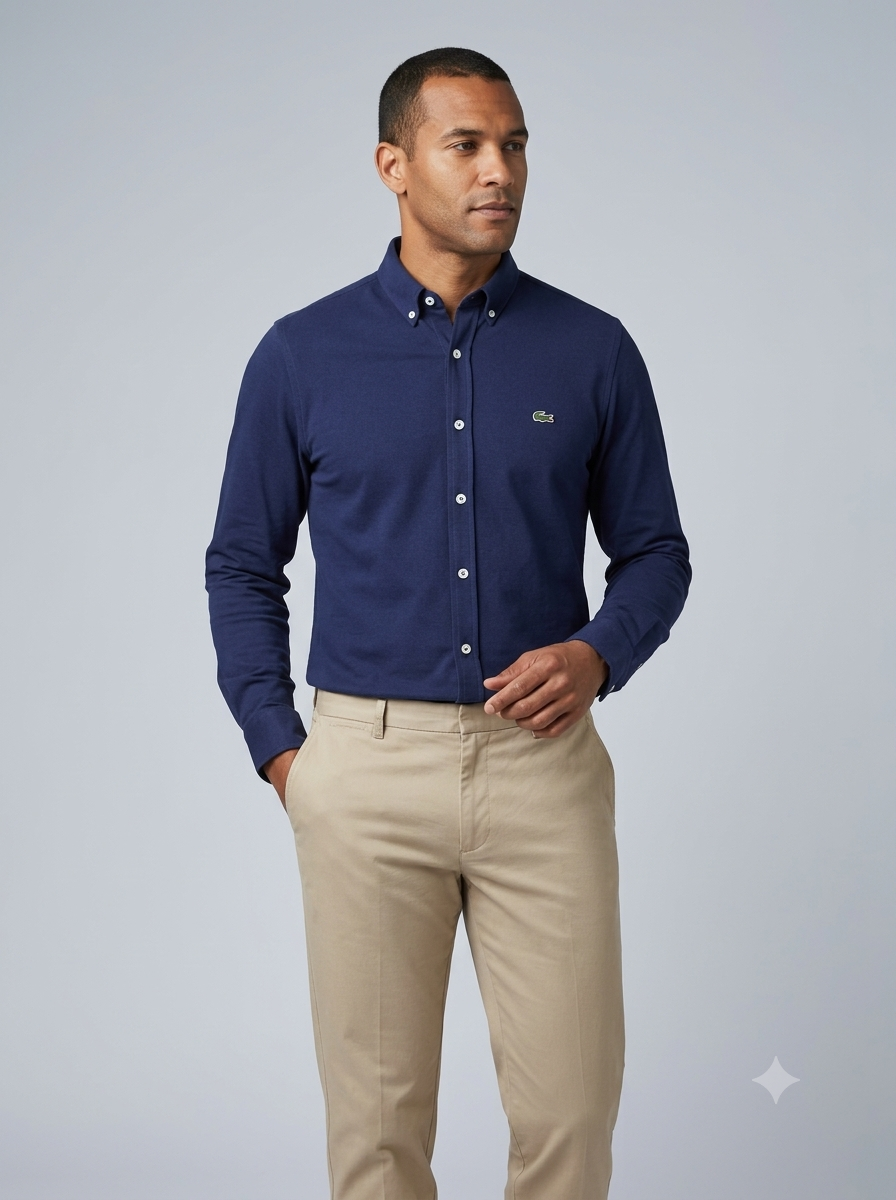 CAMISA MANGA LARGA LACOSTE (LAC) MARINO BASIC