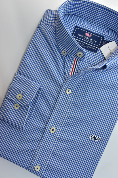 CAMISA MANGA LARGA VINEYARD VINES AZUL NAVY DE CUADROS AZUL REY